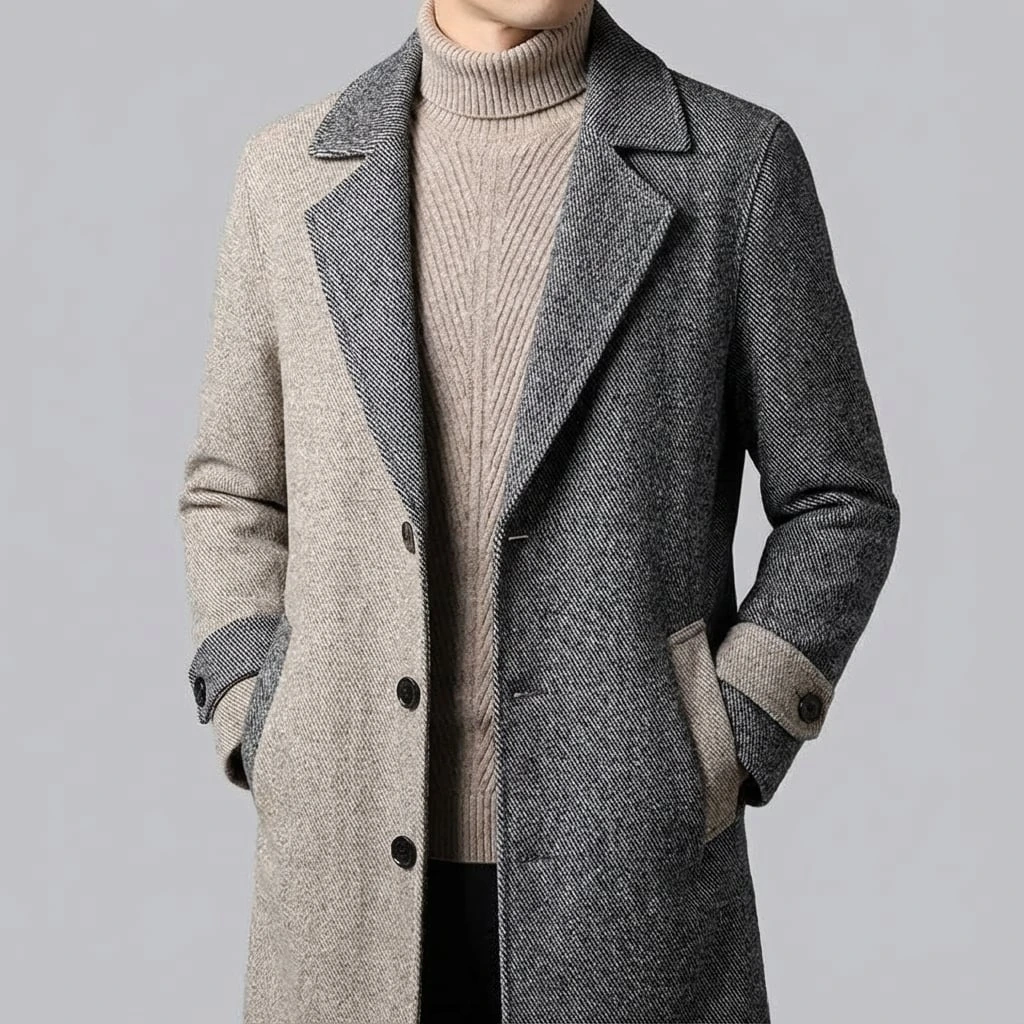 Men’s Two-Tone Tailored Overcoat