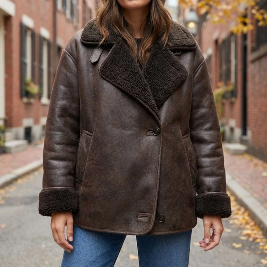 Women’s Sherpa Lined Faux Leather Jacket