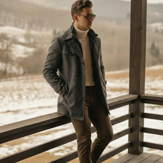 Classic Button Overcoat | Nathan