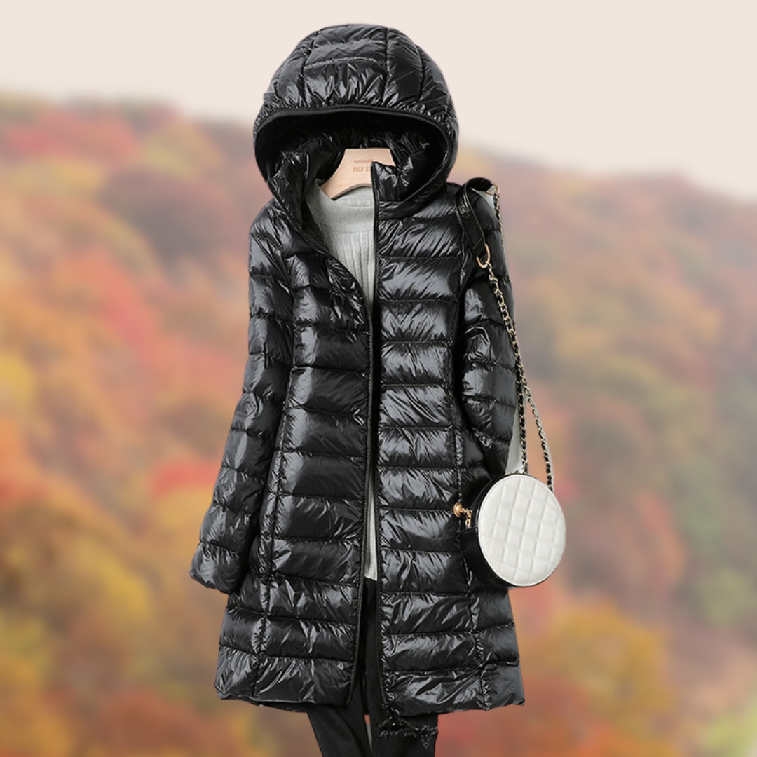 Women's Lightweight Hooded Puffer Coat with Zip Front