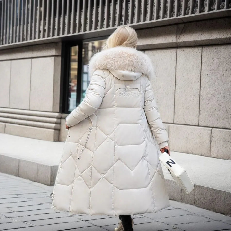 Women’s Warm Winter Puffer Jacket with Fur Hood