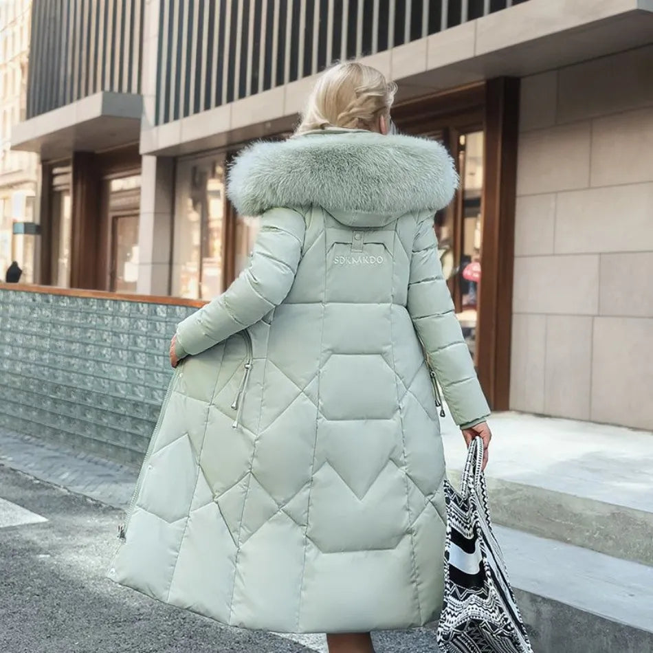 Women’s Warm Winter Puffer Jacket with Fur Hood