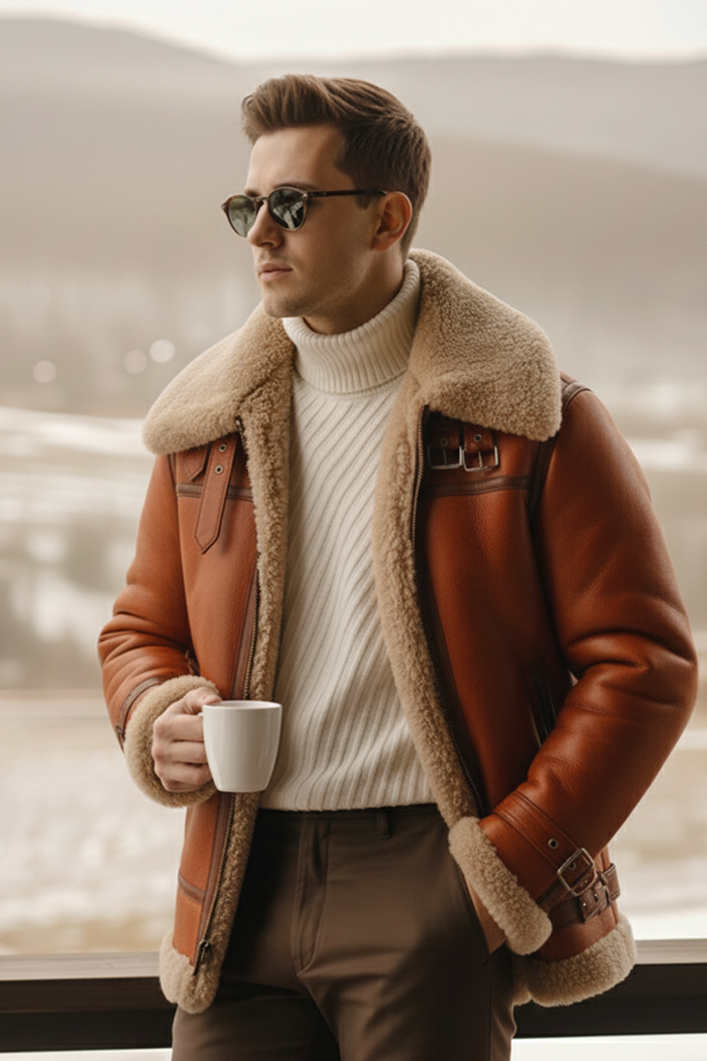 Shearling-Lined Aviator Jacket | Nathan – Red Cherry