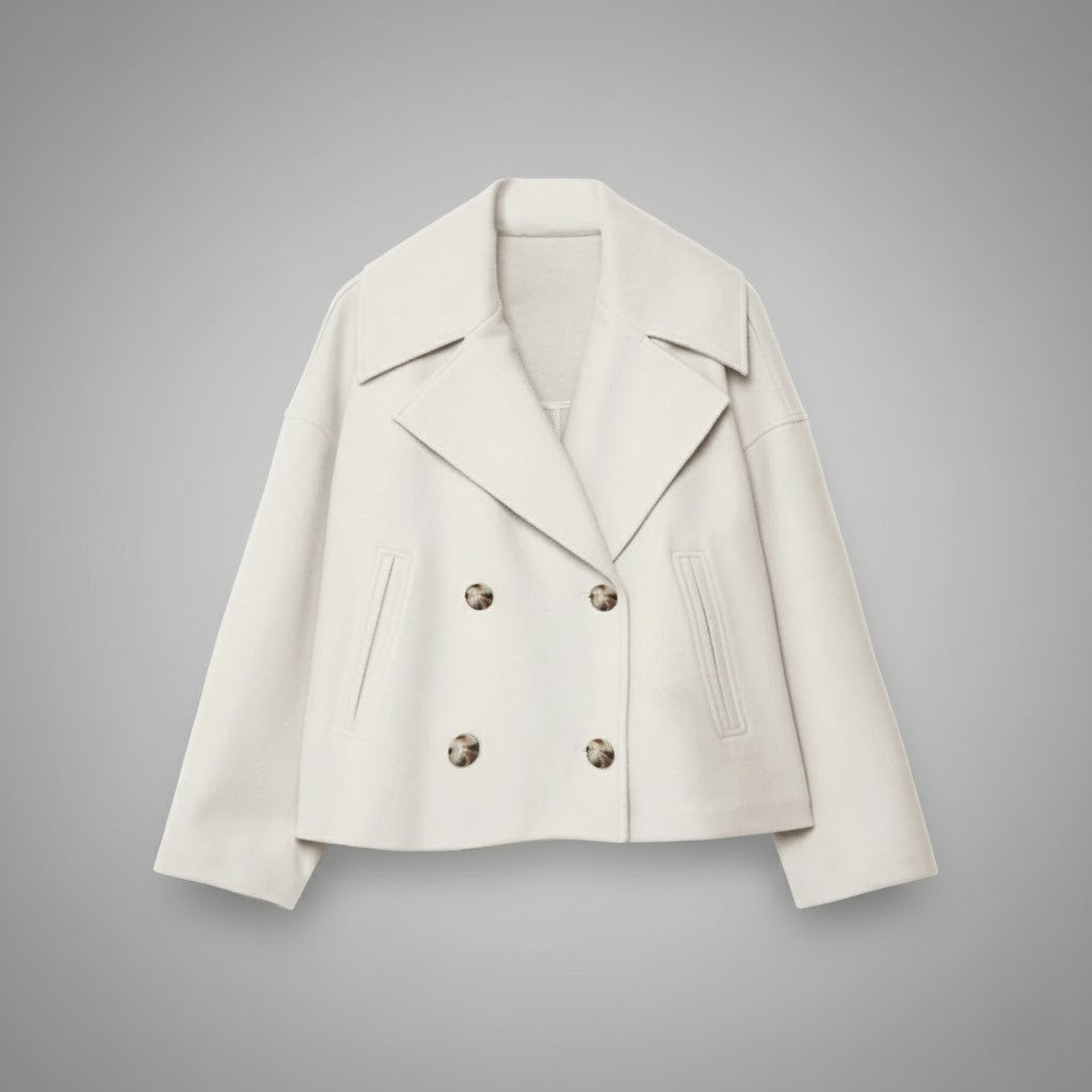 Women’s Cropped Double Breasted Peacoat Jacket