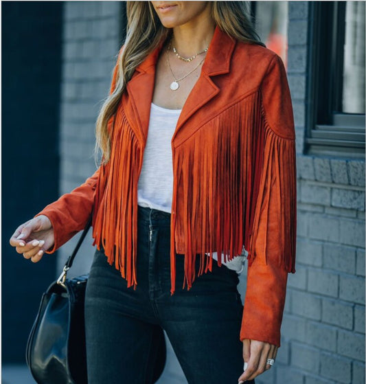 Women’s Cropped Fringe Suede Western Jacket