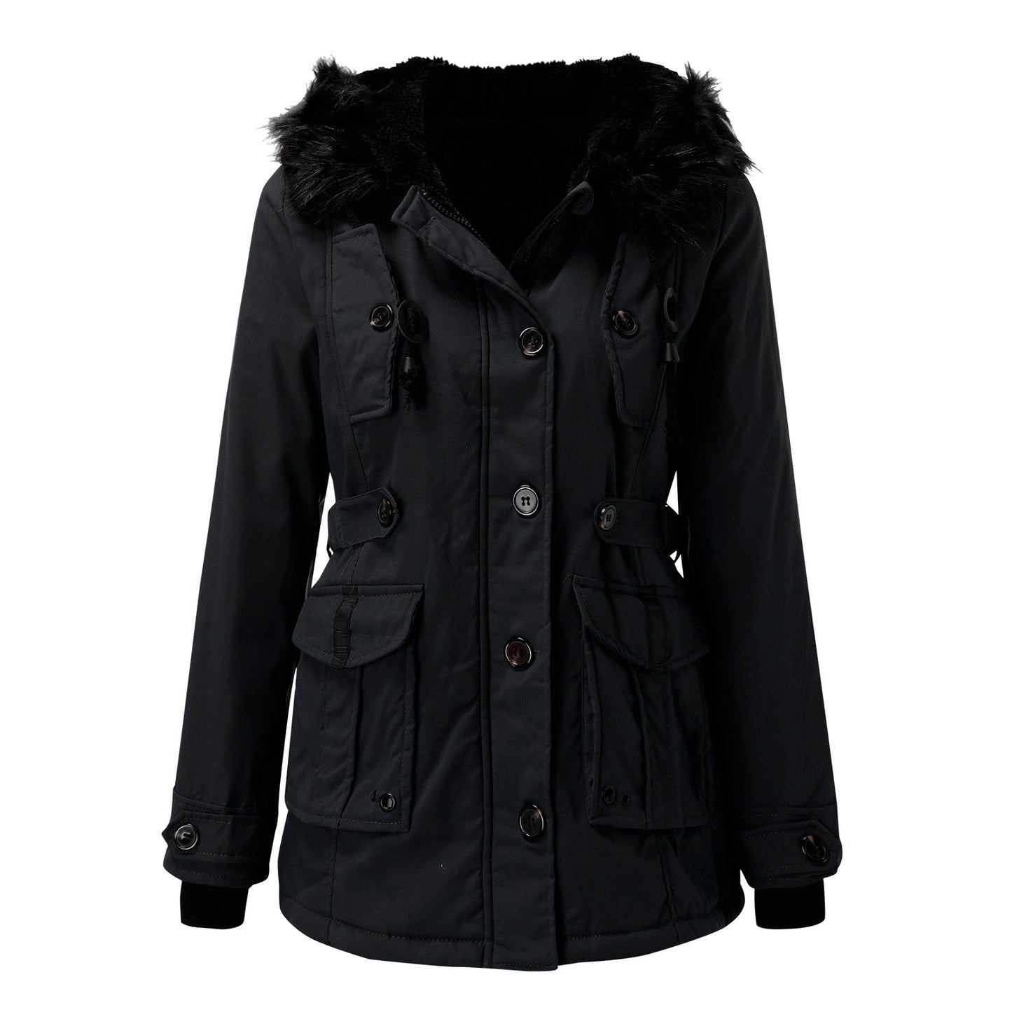 Women's Long Winter Parka Coat with Fur Hood