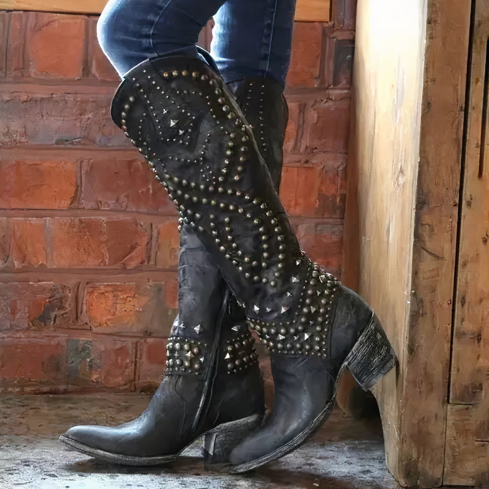 Alyssa | Women’s Studded Knee-High Boots