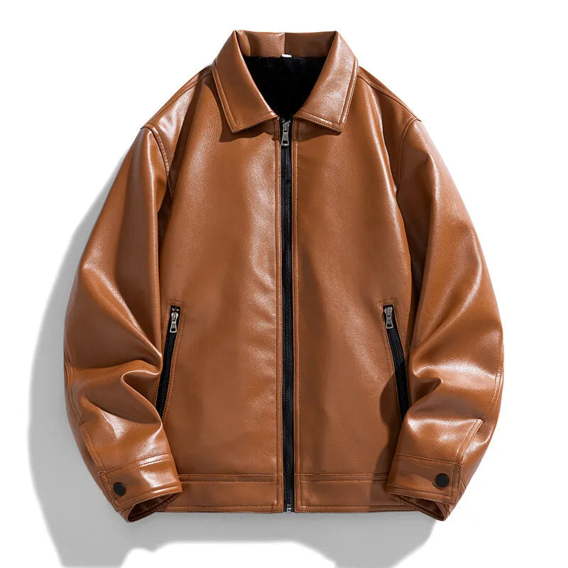 Men’s Classic Zip-Up Faux Leather Jacket