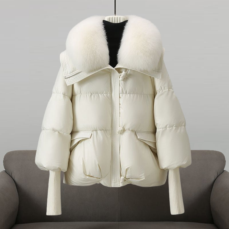 Women’s Winter Puffer Jacket with Faux Fur Hood