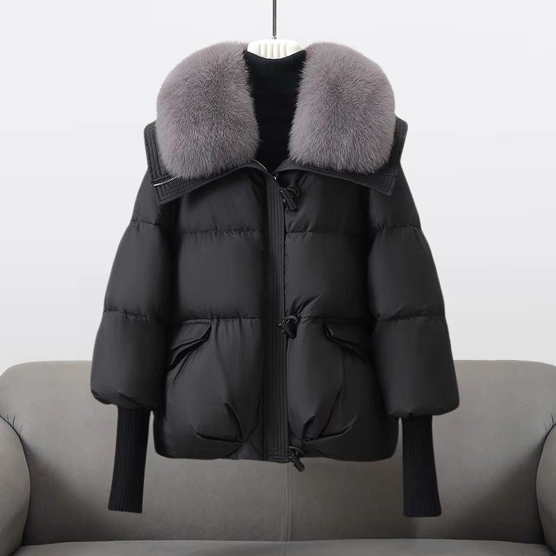 Women’s Winter Puffer Jacket with Faux Fur Hood