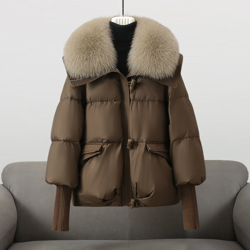 Women’s Winter Puffer Jacket with Faux Fur Hood