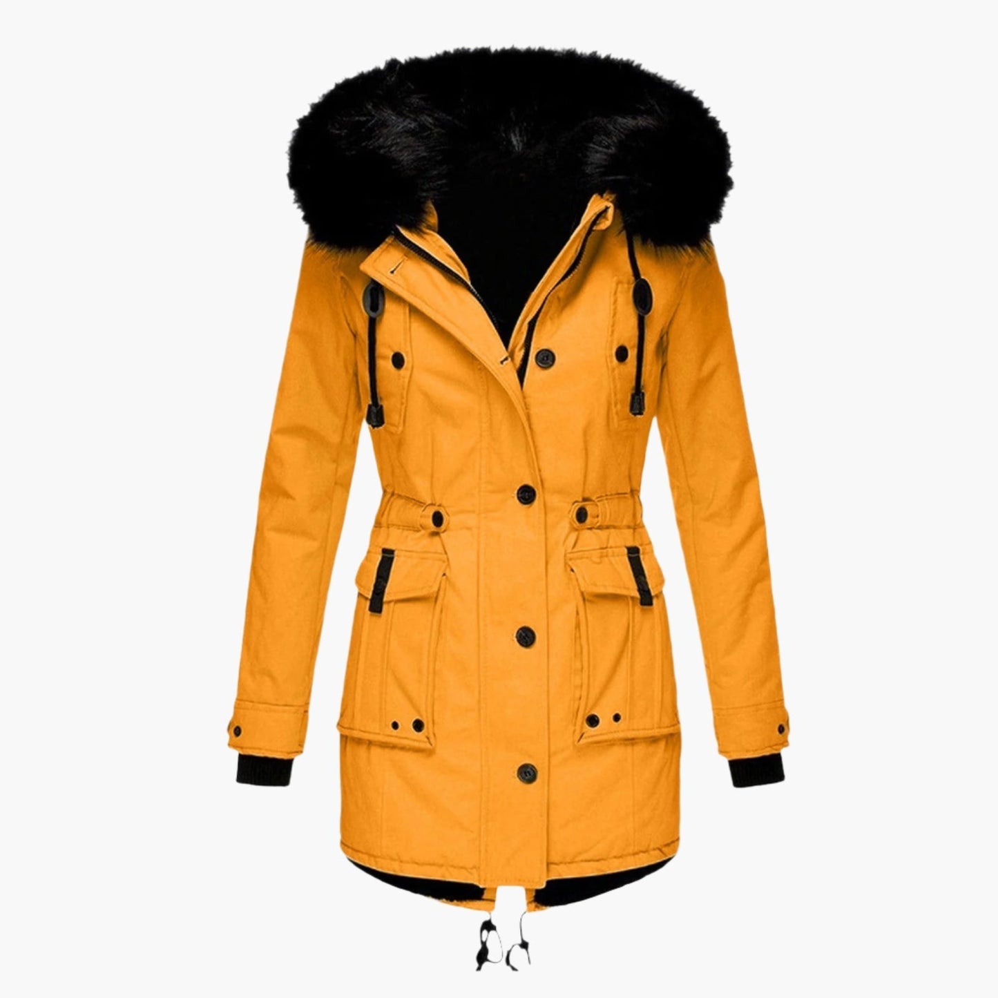Women's Long Winter Parka Coat with Fur Hood