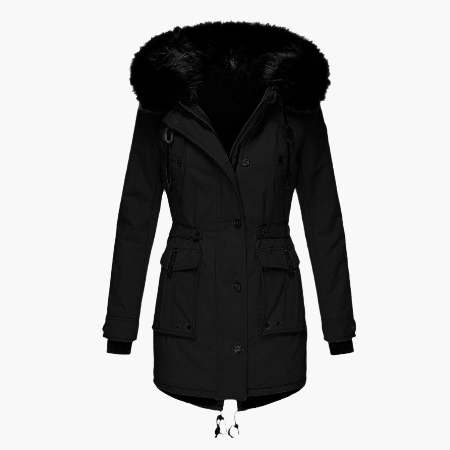 Women's Long Winter Parka Coat with Fur Hood
