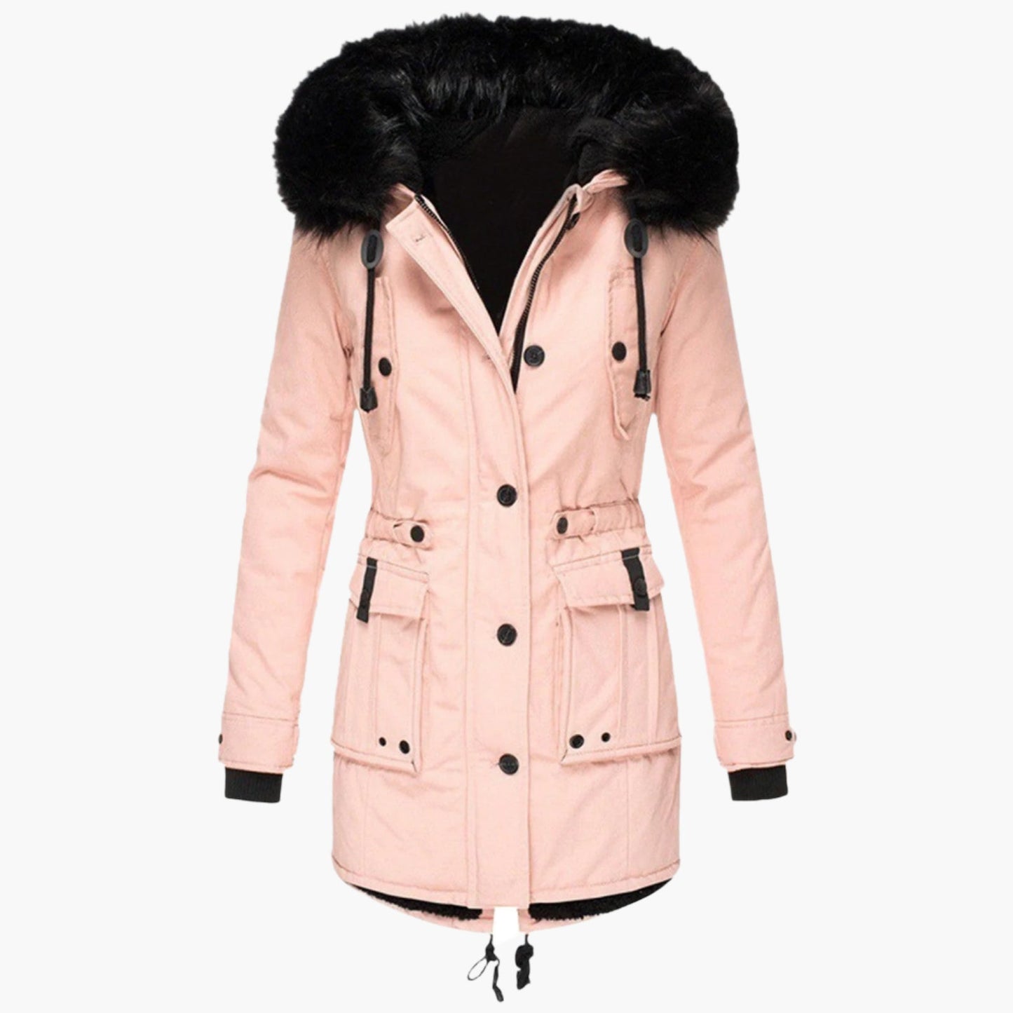Women's Long Winter Parka Coat with Fur Hood