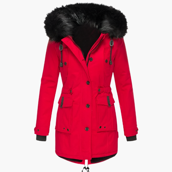 Women's Long Winter Parka Coat with Fur Hood