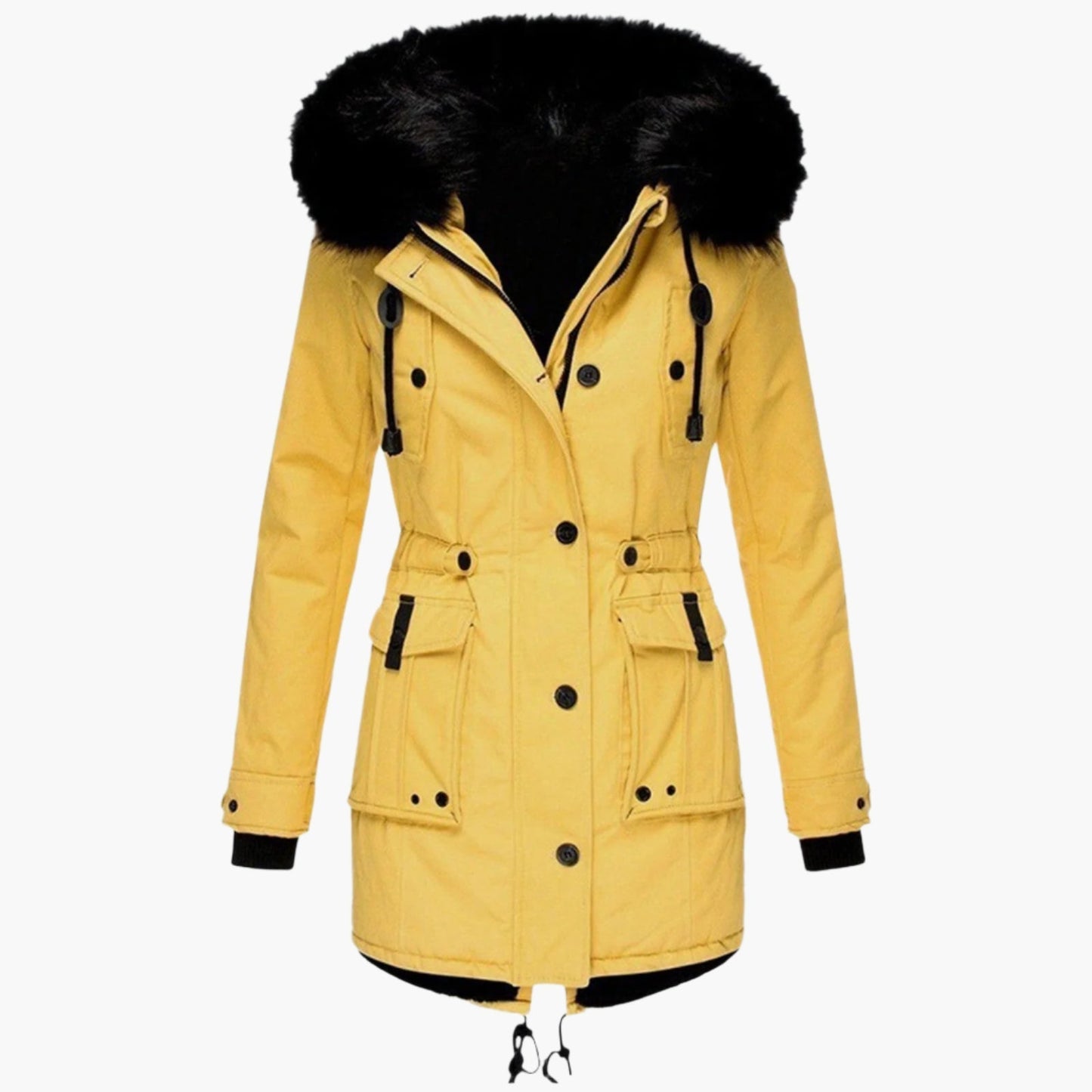 Women's Long Winter Parka Coat with Fur Hood