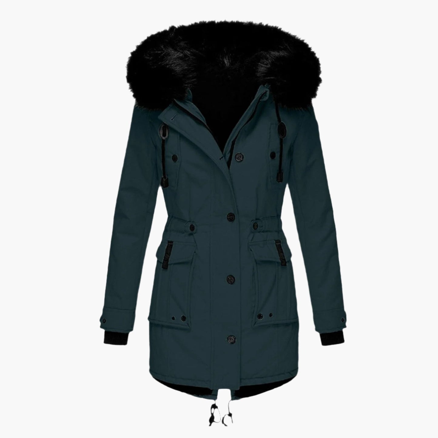 Women's Long Winter Parka Coat with Fur Hood