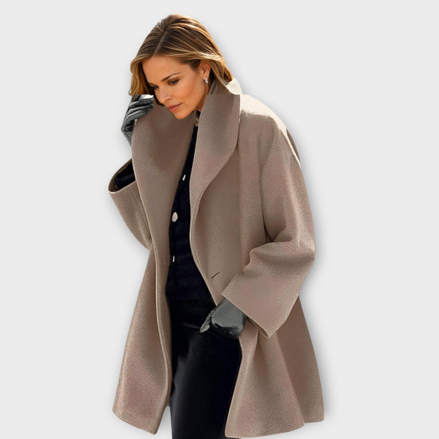 Oversized Long Winter Coat with Wide Collar