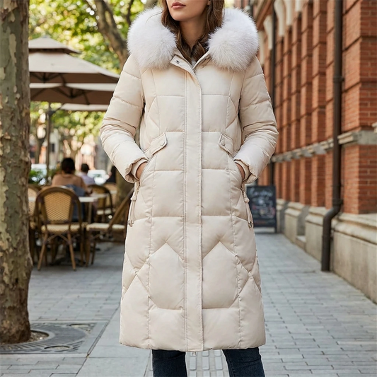 Women’s Warm Winter Puffer Jacket with Fur Hood