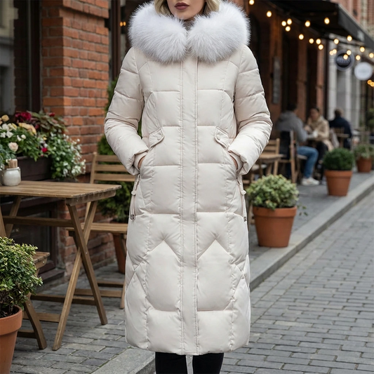 Women’s Warm Winter Puffer Jacket with Fur Hood