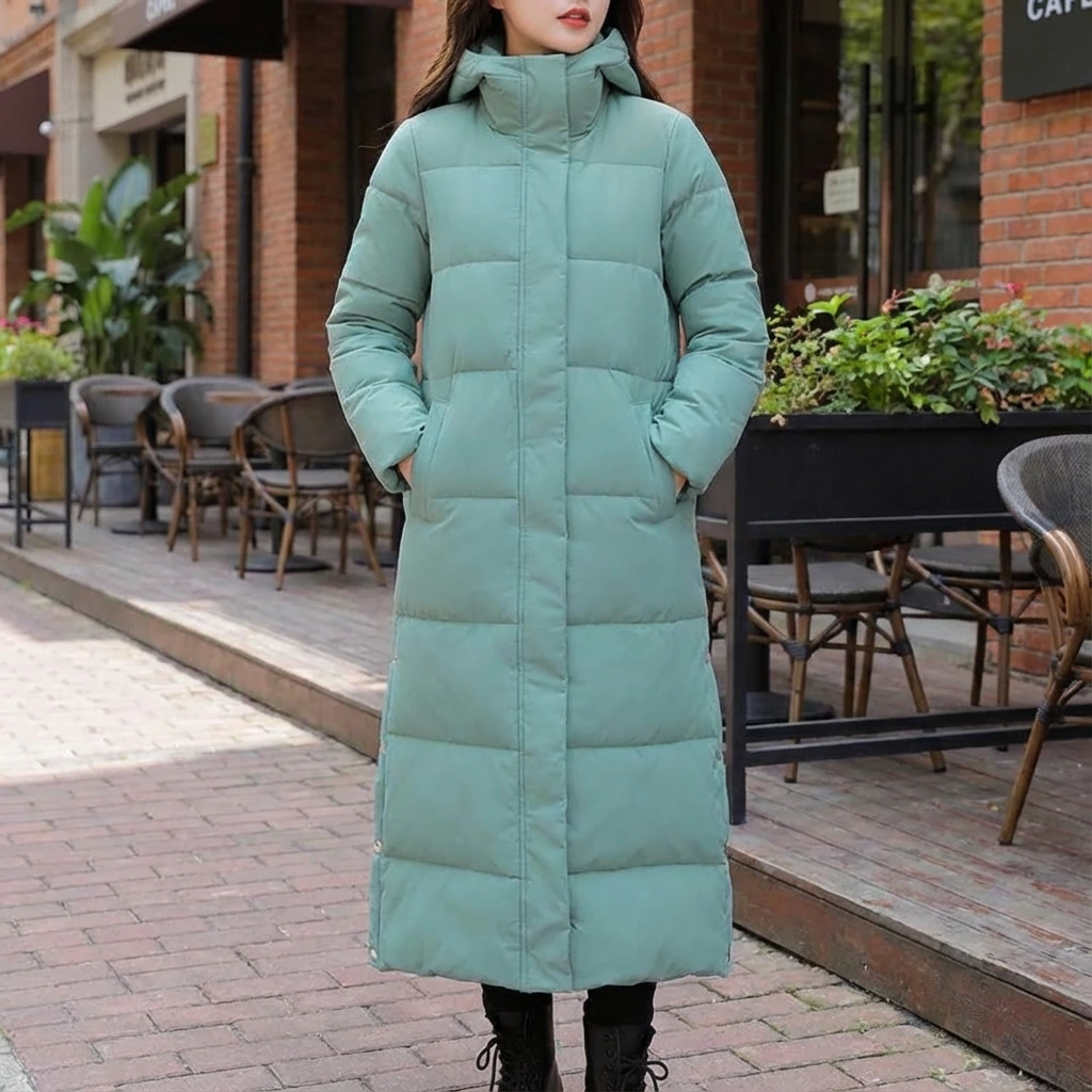 Women’s Long Hooded Winter Puffer Coat for Cold
