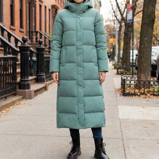Women’s Long Hooded Winter Puffer Coat for Cold