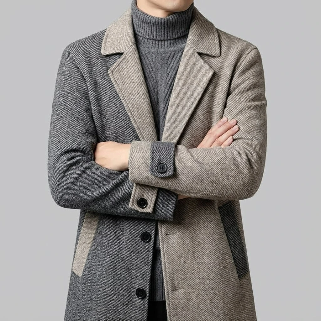 Men’s Two-Tone Tailored Overcoat