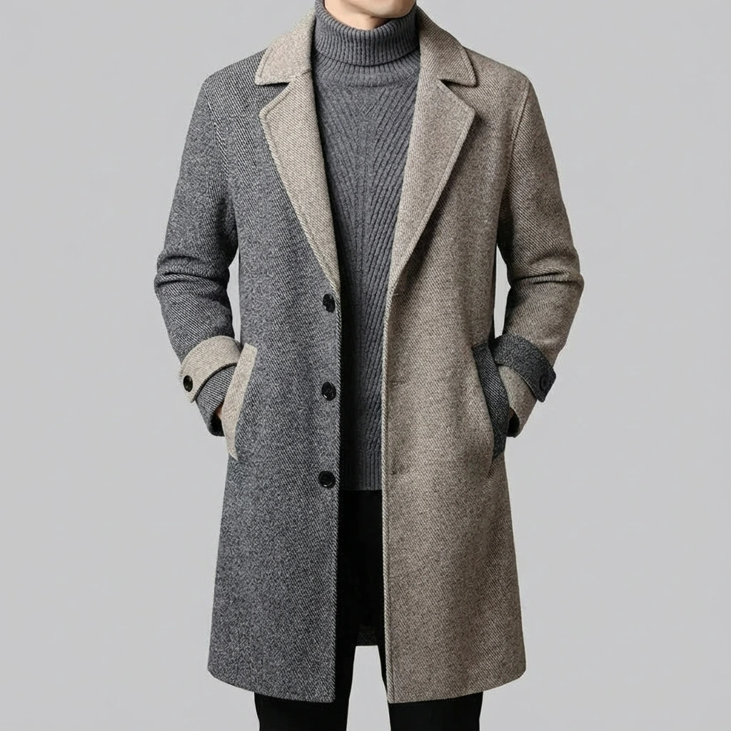 Men’s Two-Tone Tailored Overcoat