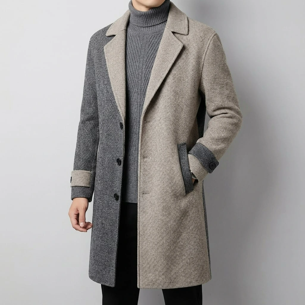 Men’s Two-Tone Tailored Overcoat