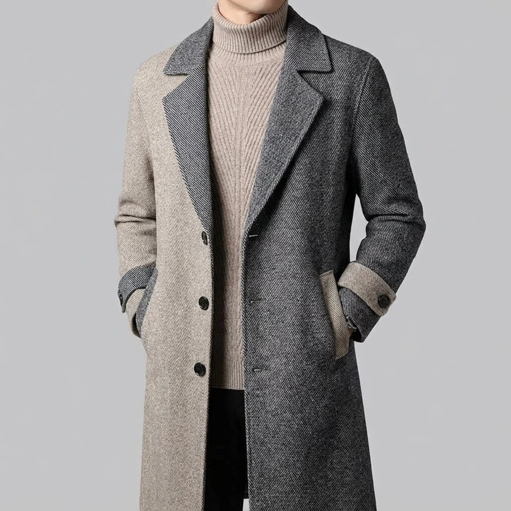 Men’s Two-Tone Tailored Overcoat