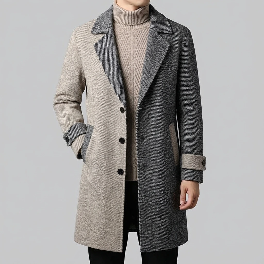 Men’s Two-Tone Tailored Overcoat
