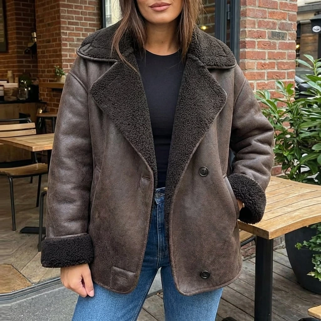 Women’s Sherpa Lined Faux Leather Jacket