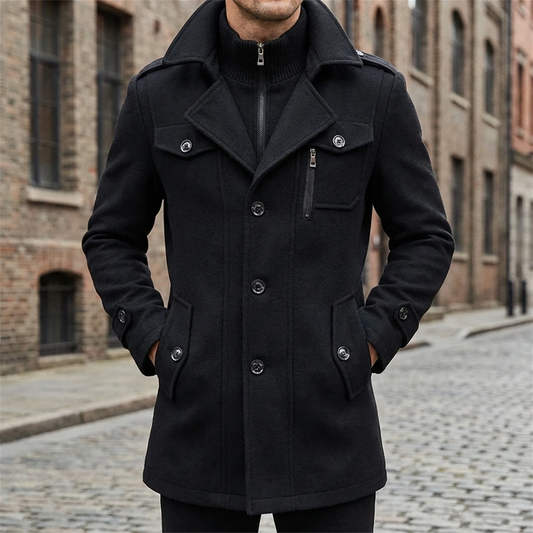 Structured Button Front Coat | Elijah