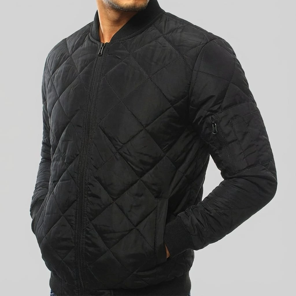 Quilted Zip Bomber Jacket | Wlliam