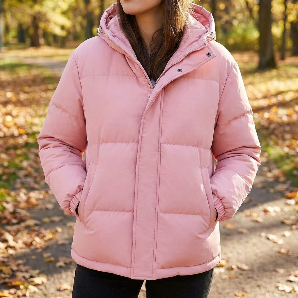 Women's Hooded Winter Puffer Jacket with Zip Front