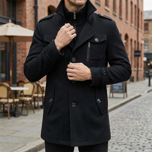 Structured Button Front Coat | Elijah