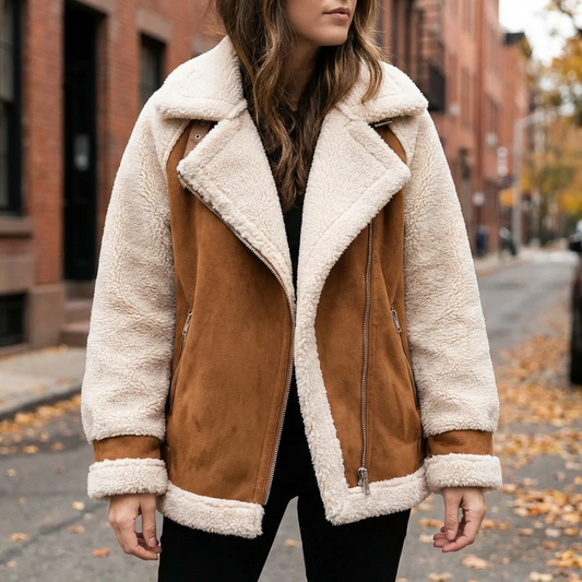 Cozy Sherpa Lined Zip-Up Winter Jacket For Women