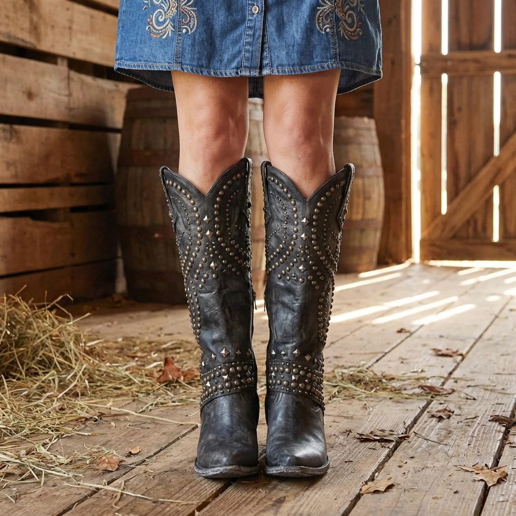 Alyssa | Women’s Studded Knee-High Boots