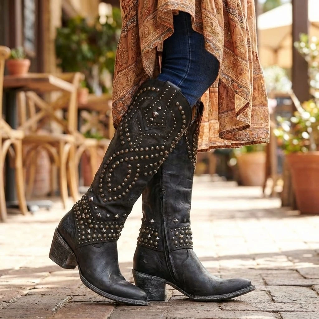 Alyssa | Women’s Studded Knee-High Boots