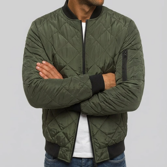 Quilted Zip Bomber Jacket | Wlliam