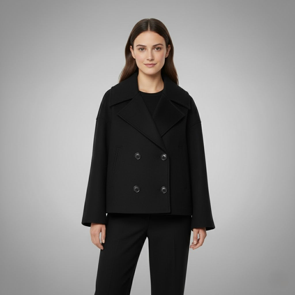 Women’s Cropped Double Breasted Peacoat Jacket