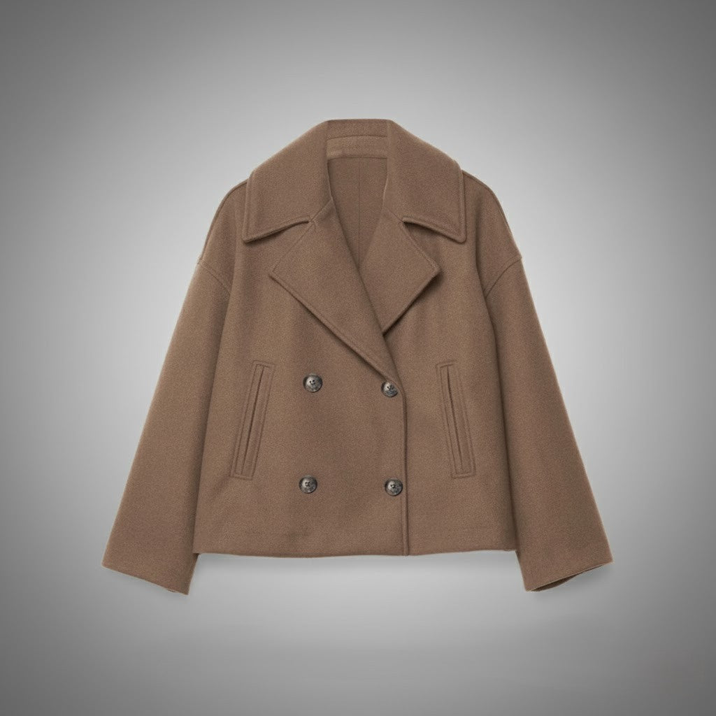 Women’s Cropped Double Breasted Peacoat Jacket