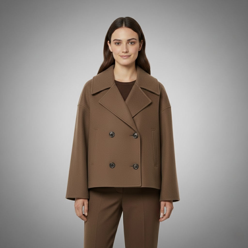 Women’s Cropped Double Breasted Peacoat Jacket