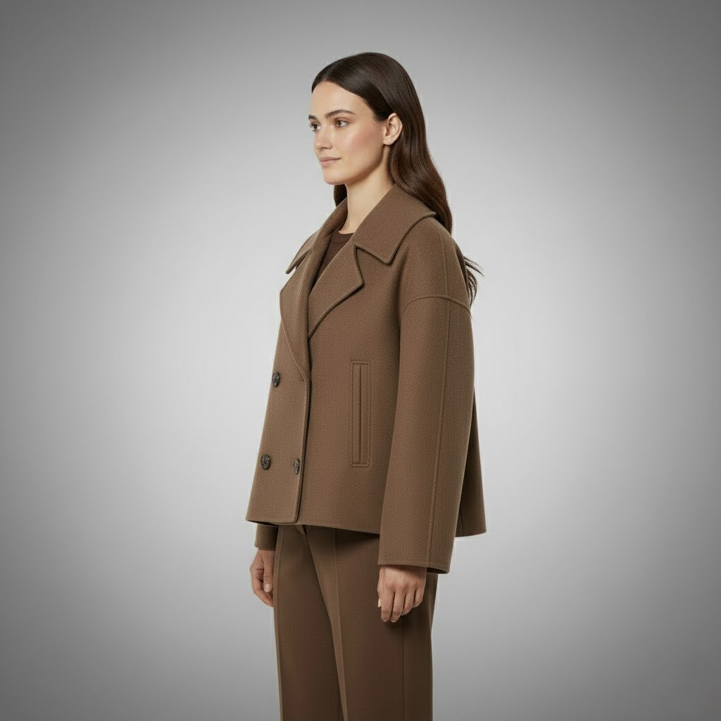 Women’s Cropped Double Breasted Peacoat Jacket