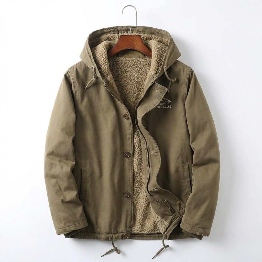 Men’s Hooded Sherpa-Lined Utility Jacket
