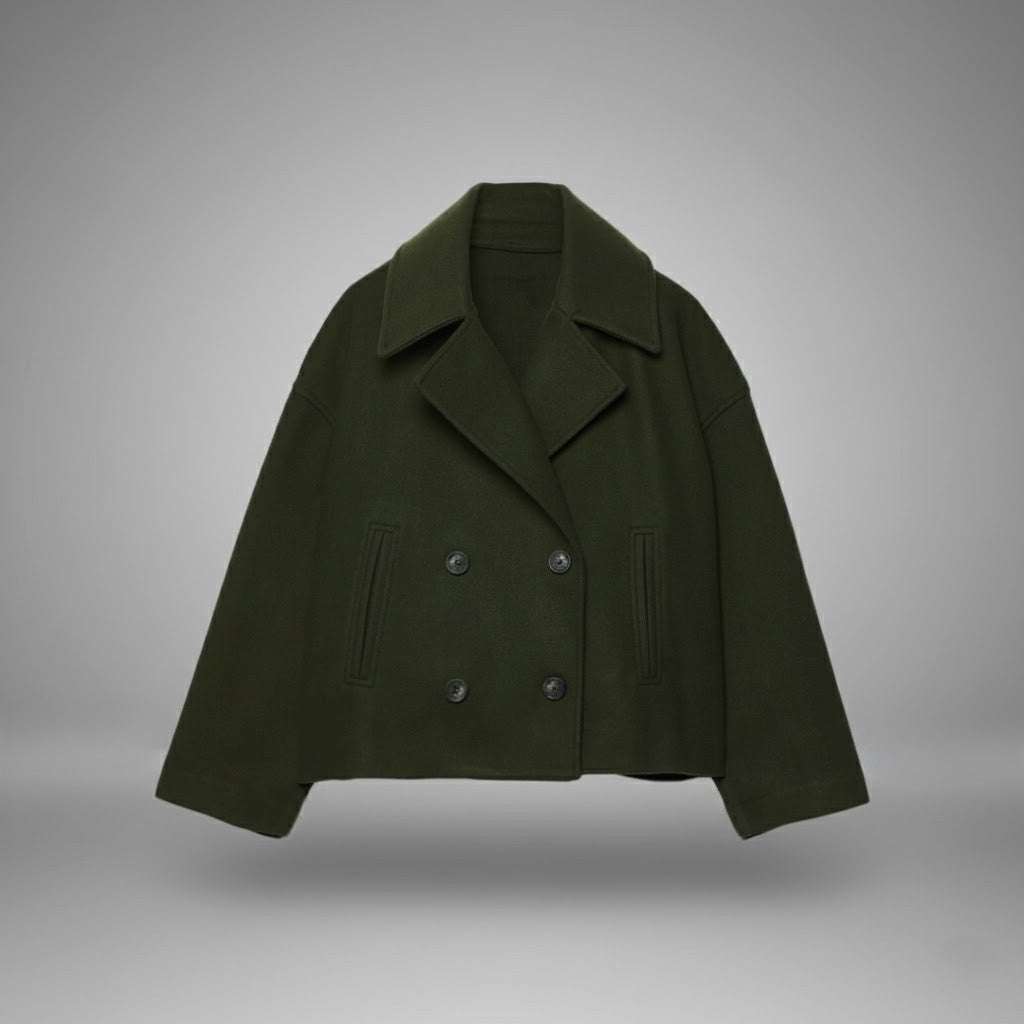 Women’s Cropped Double Breasted Peacoat Jacket