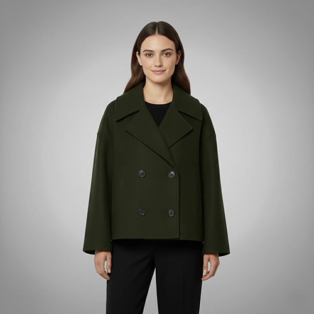 Women’s Cropped Double Breasted Peacoat Jacket