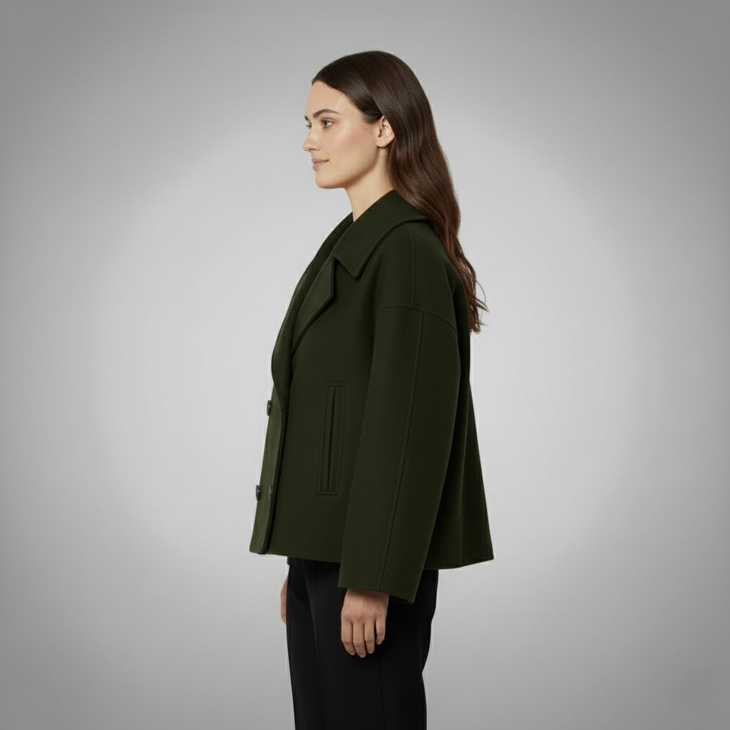 Women’s Cropped Double Breasted Peacoat Jacket