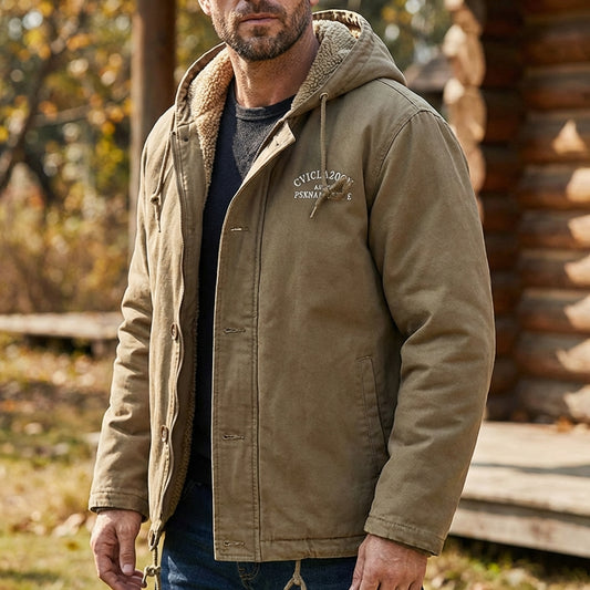 Men’s Hooded Sherpa-Lined Utility Jacket