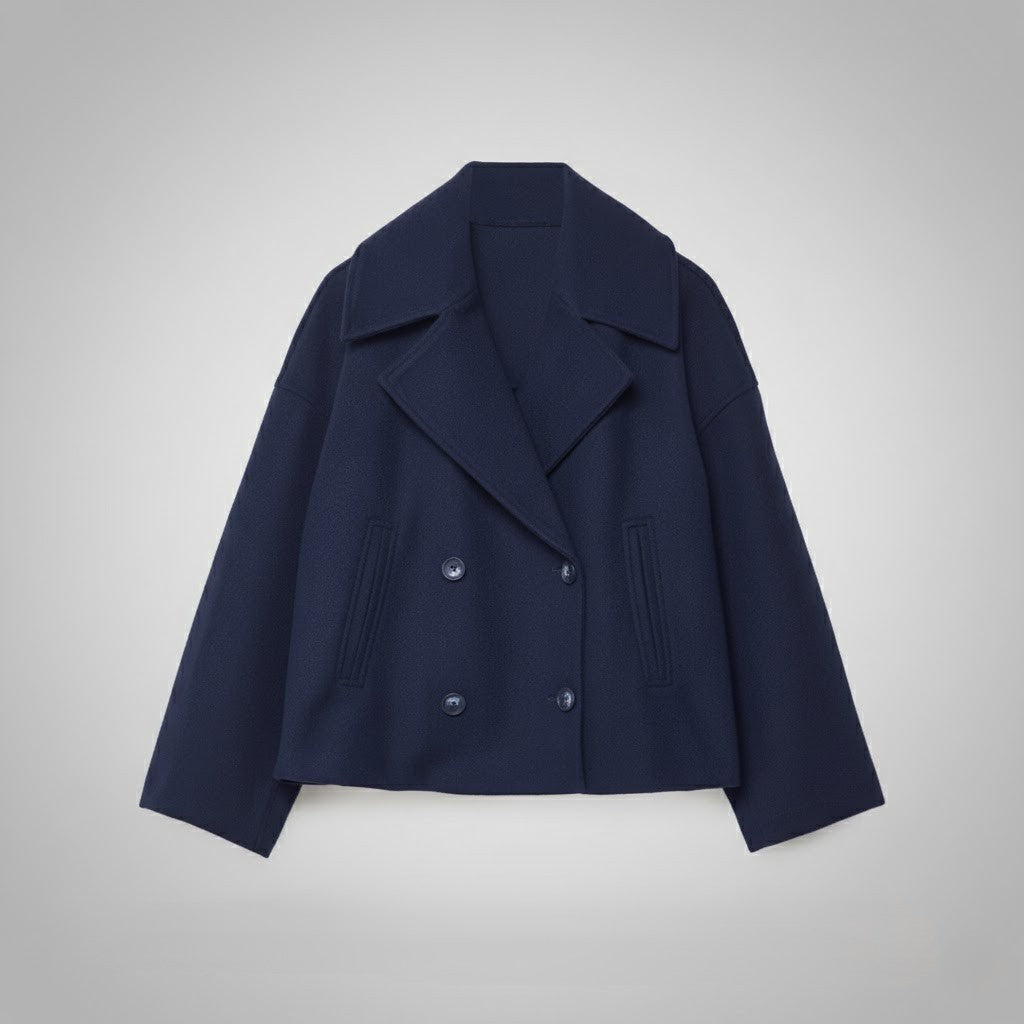 Women’s Cropped Double Breasted Peacoat Jacket